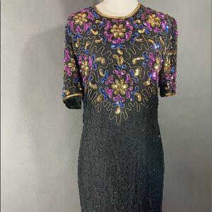 Stenay Vintage Black and Gold Sequin Dress